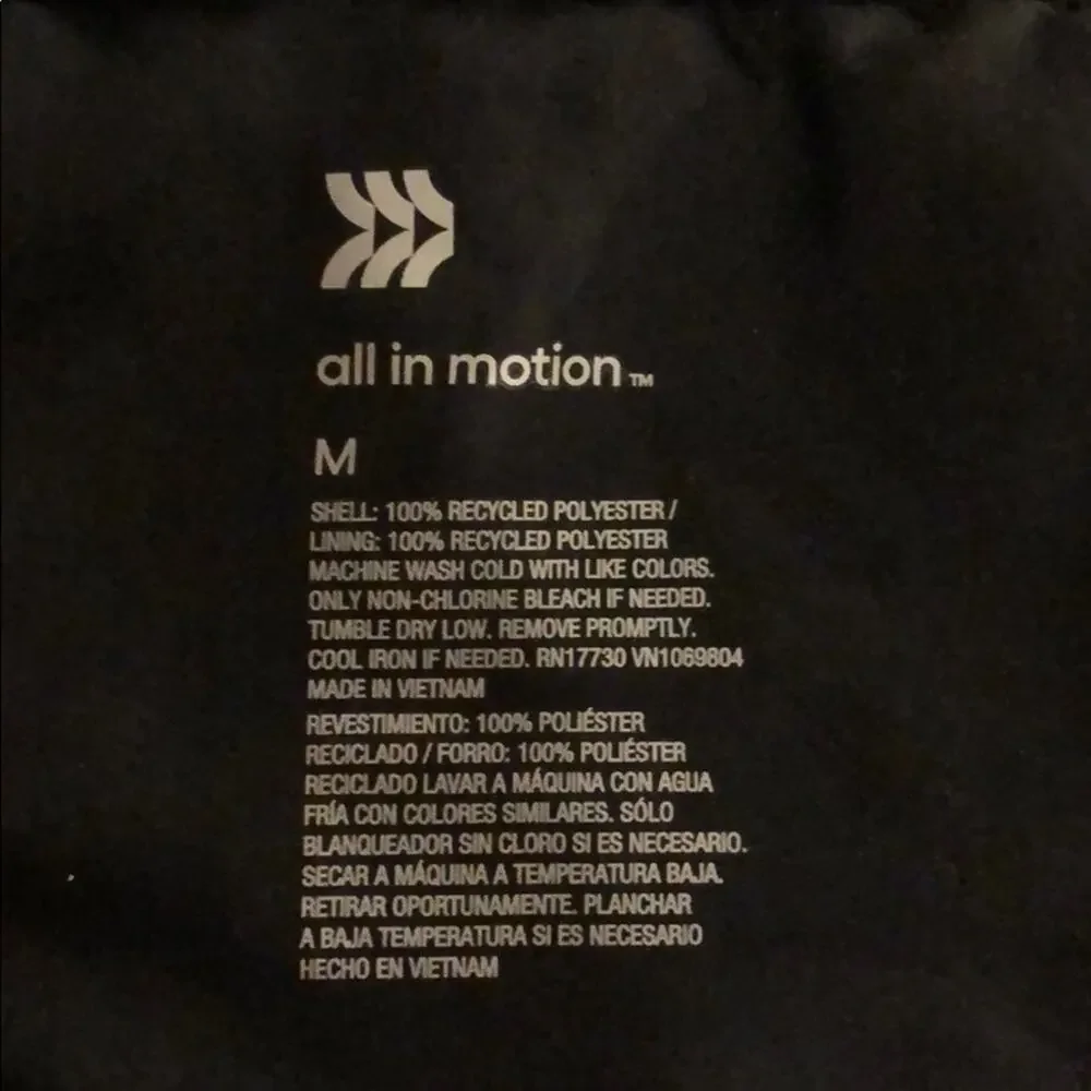 All in motion Kids Windbreaker, Black, Size M, NWT